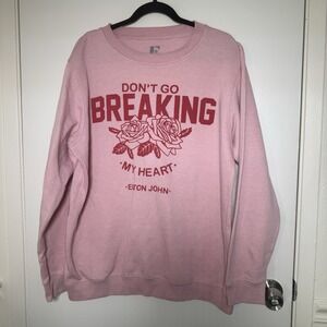 Elton John Don't Go Breaking My Heart Rock Band Graphic Pink Sweatshirt XXL